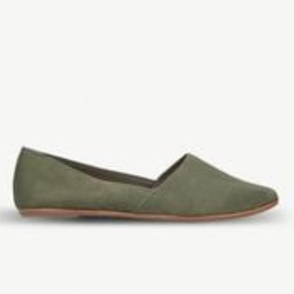 Aldo Blanchette Ballet Flat, Pointed Toe, Olive Green